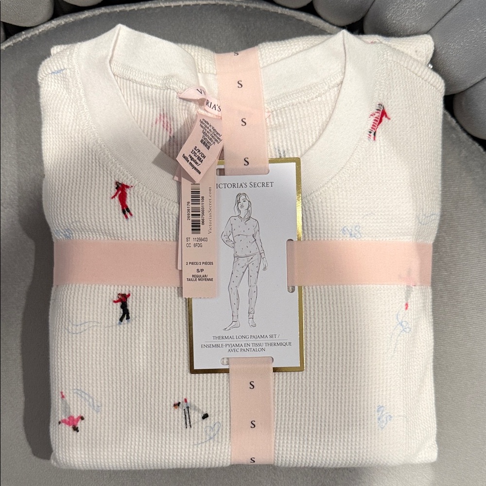 Victoria's Secret Cream Pajama Set with Playful Prints